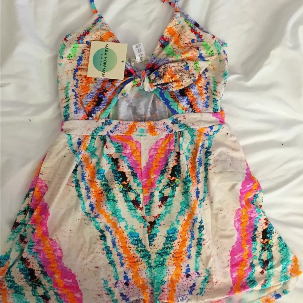 NEW Mara Hoffman Rainbow Front Tie Romper SMALL Sold Out! Rare!